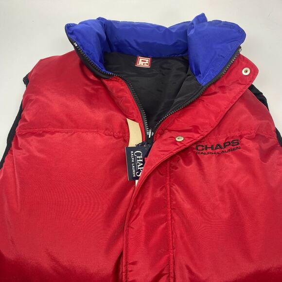 Chaps Ralph Lauren Mens large Reversible Duck Down Puffer Multicolor Vest‎ NWT